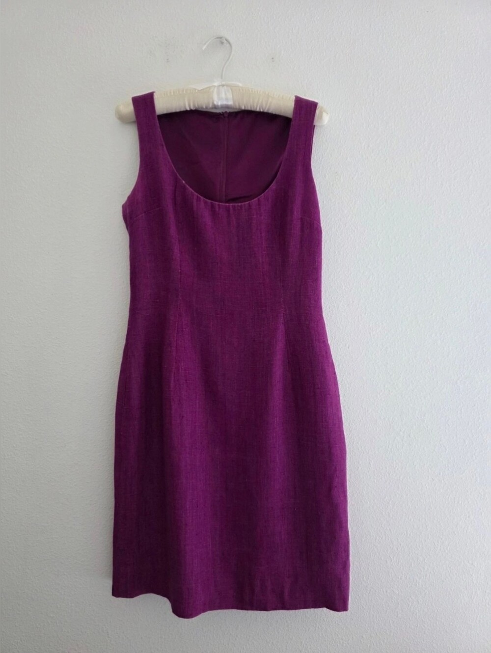 Dolce & Gabbana Linen Dress Minimalist Princess Seams Scoop Neck In Purple Sz S